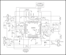 圖9. xDSL電源管理方案。輸入: 9V至12V。輸出: VOUT1 = 5V/550mA (最大1A), VOUT2> = 1.2V/550mA (最大1A)。輸出1為輸出2變換器提供電源。每個變換器的開關(guān)頻率為2.2MHz。