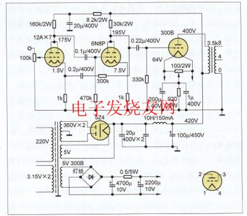 300B單端A類合并式功放電路圖 www.tjjbhg.com