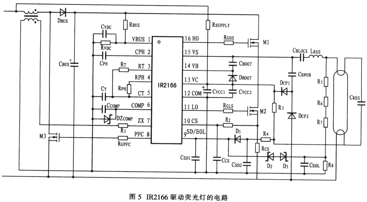 ir2166驅動電子鎮流器的典型應用電路